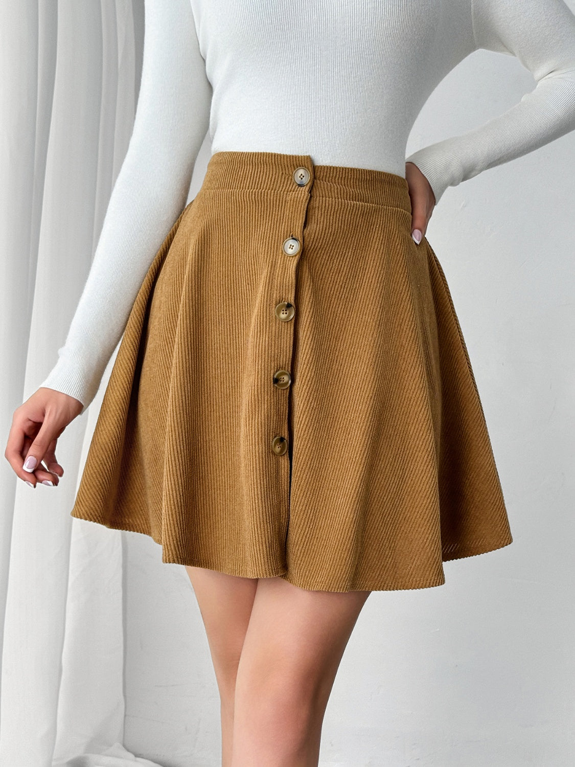 The Cardwell Buttoned Mini Skirt Trendsi