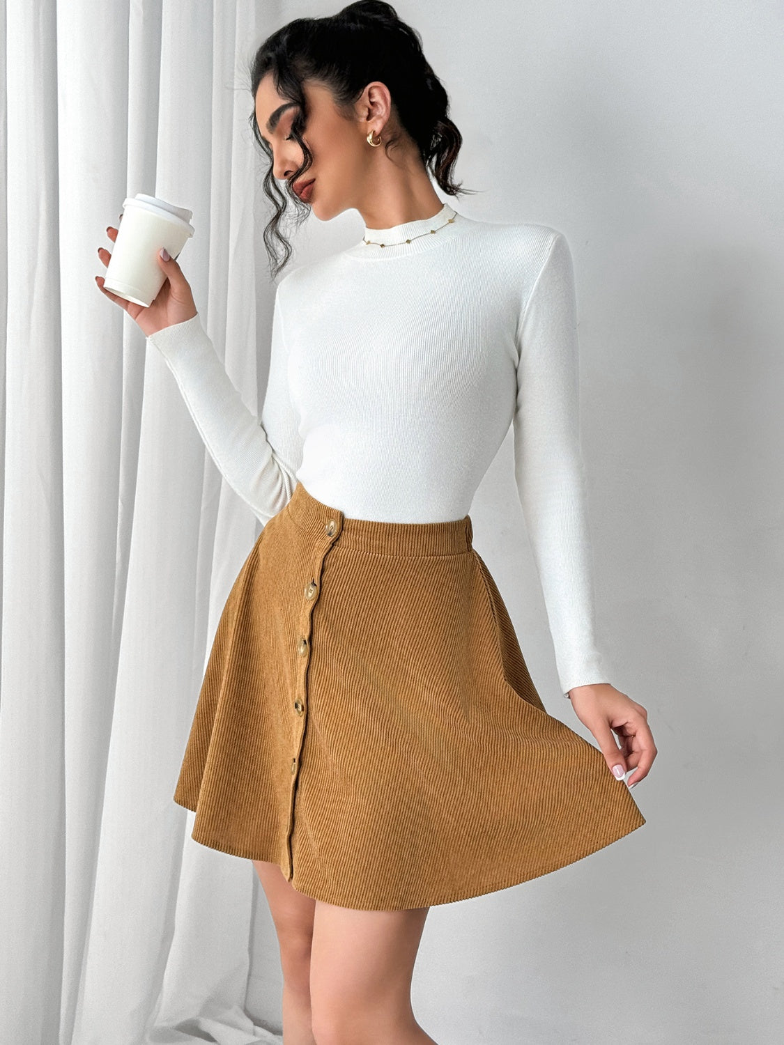 The Cardwell Buttoned Mini Skirt Trendsi