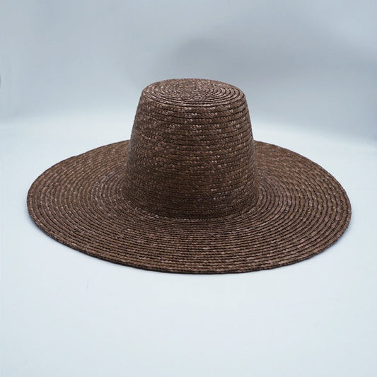 H.O.C. Brown High Top Wheat Straw Summer Hat eprolo