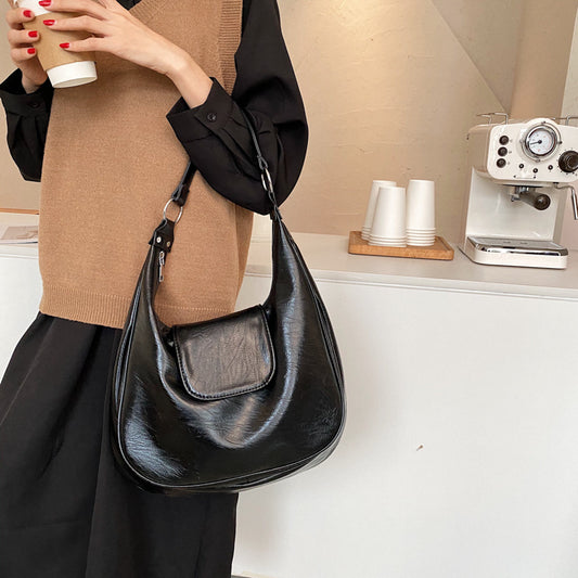 Women's Bag Texture Design Bag New Fashion Simple Retro Tote Bag ins Large Capacity One Shoulder - House of Cardwell