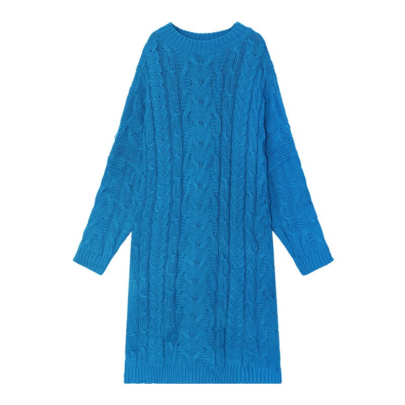 Korean-Inspired Autmn/Winter Cozy and Comfy Long Pullover Outside Streetwear Knitted Sweater Dress eprolo