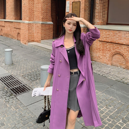 British style temperament high-end feeling small fragrance light and mature mature mature lady purple long windbreaker autumn eprolo