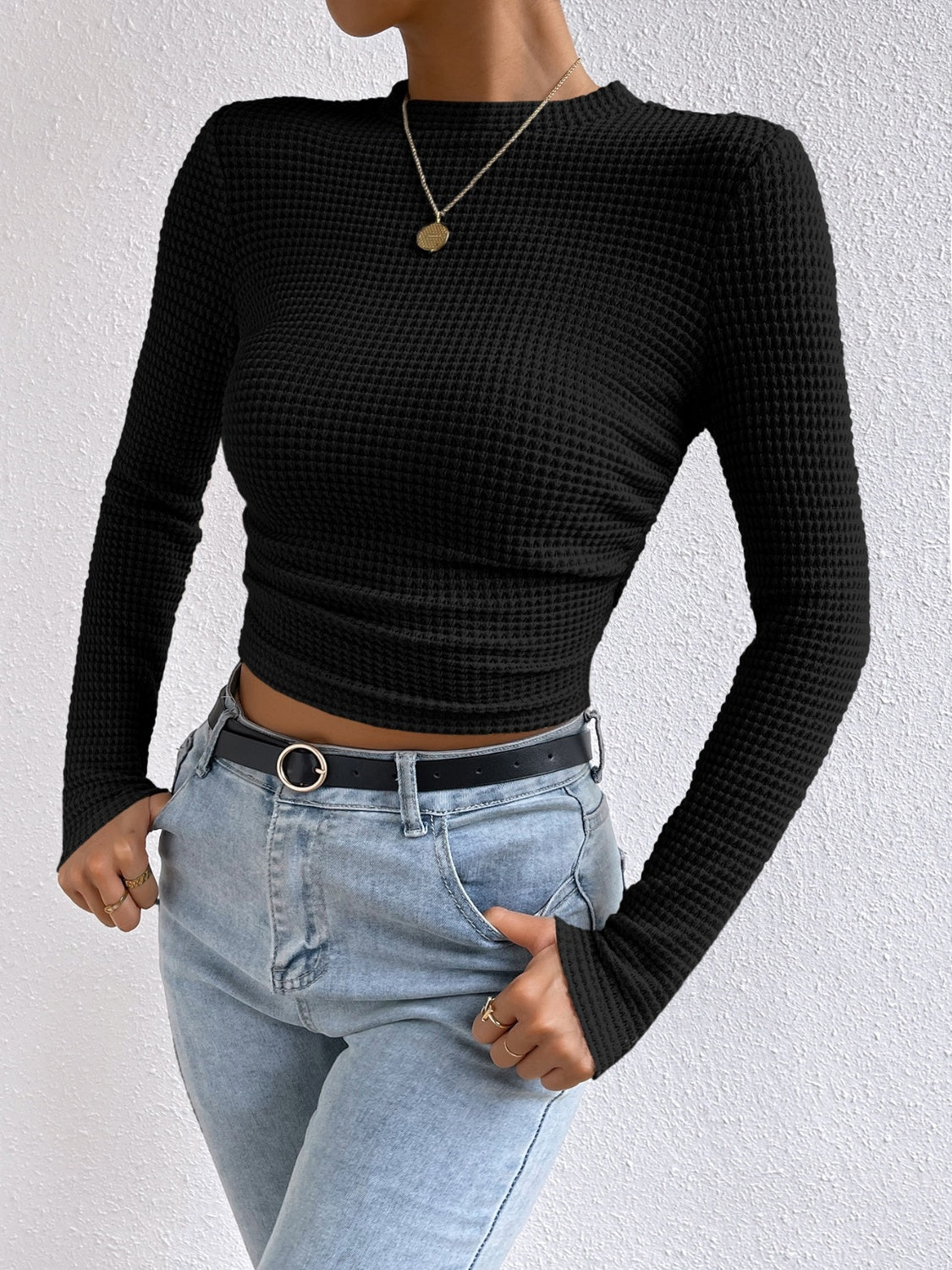 Honey Round Neck Long Sleeve T-Shirt Trendsi