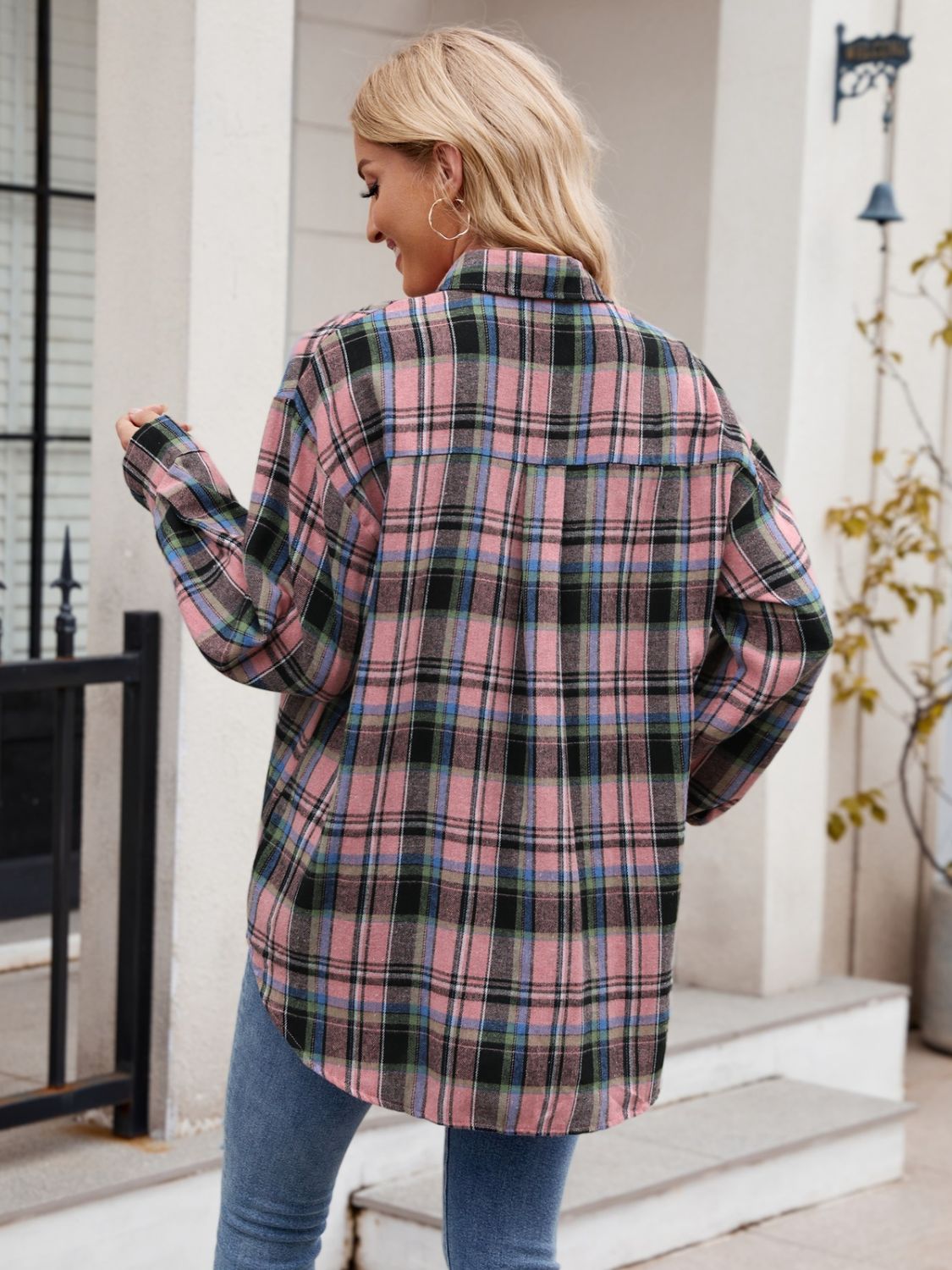 Just For Me Plaid Collared Neck Long Sleeve Shirt - House of Cardwell