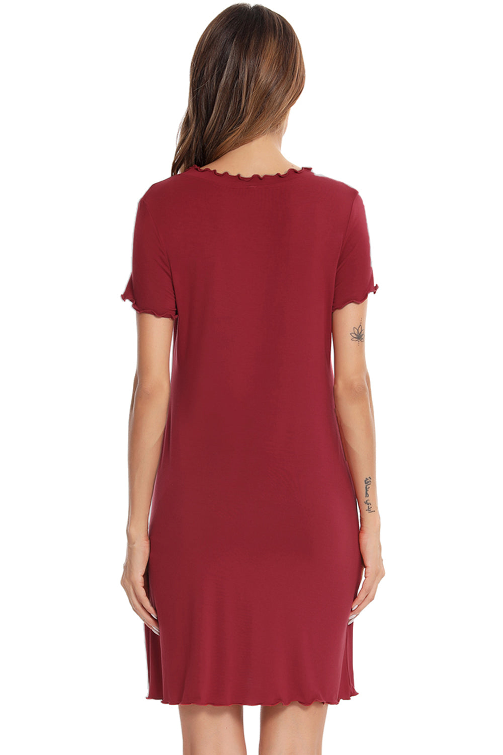 Round Neck Short Sleeve Lounge Dress - House of Cardwell