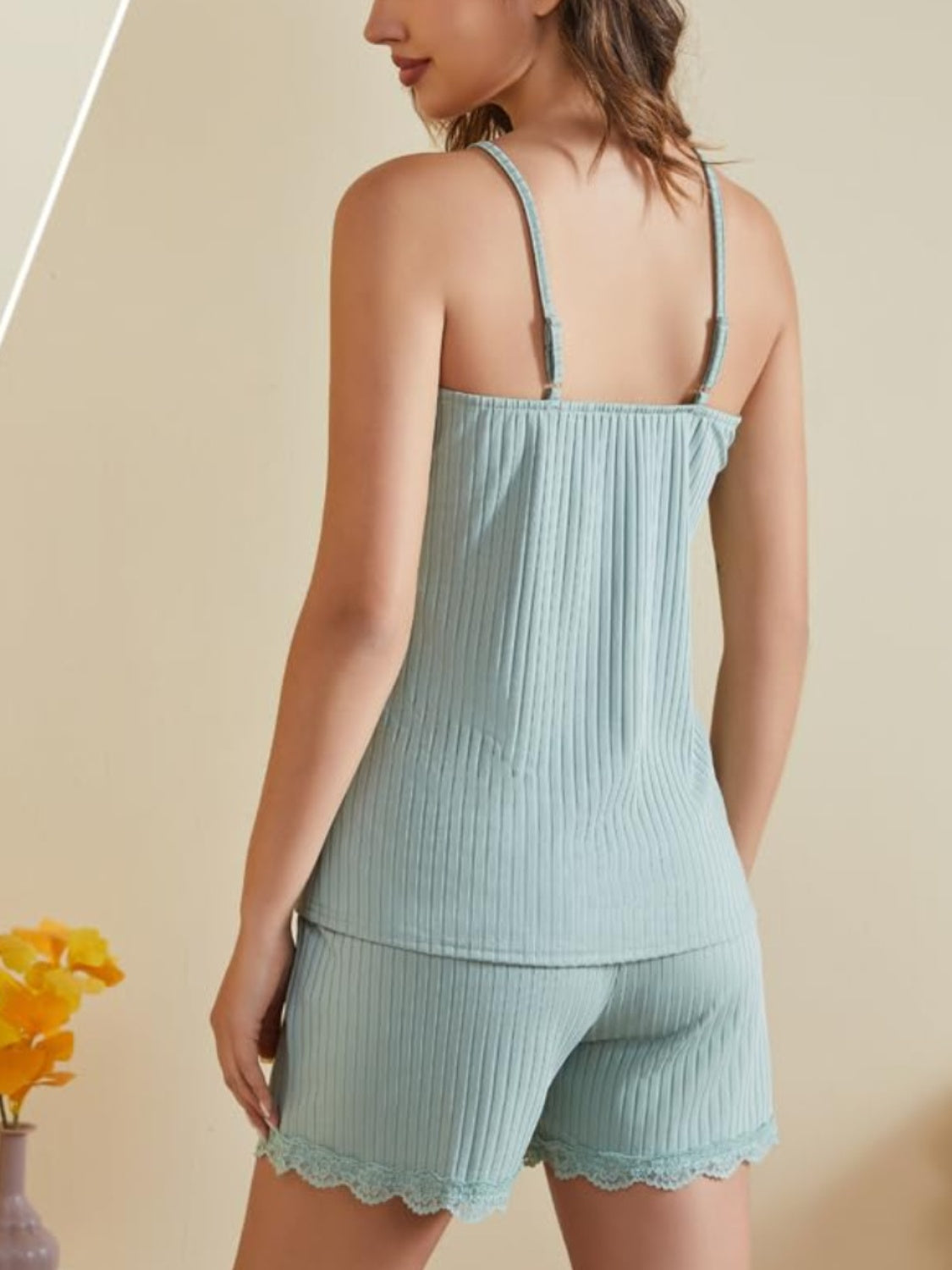 Ribbed Scoop Neck Top and Shorts Lounge Set - House of Cardwell