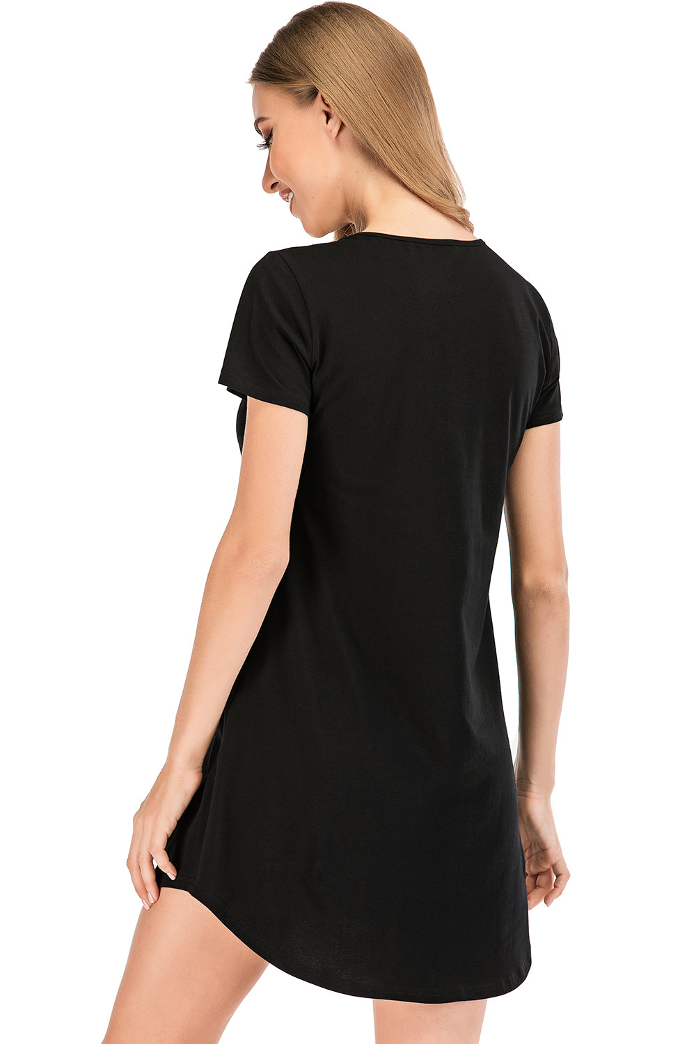 Graphic Round Neck Short Sleeve Lounge Dress - House of Cardwell