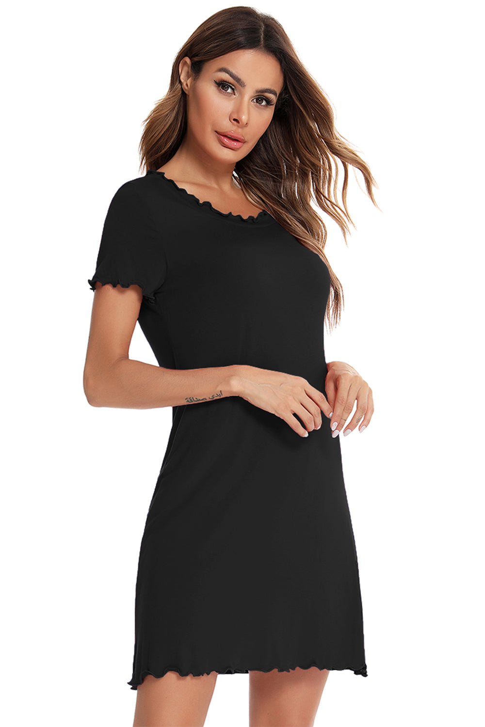 Round Neck Short Sleeve Lounge Dress - House of Cardwell