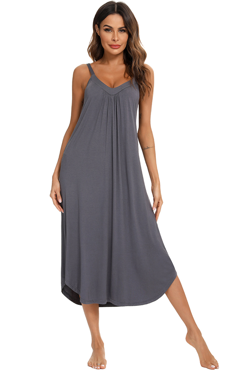 V-Neck Midi Lounge Dress - House of Cardwell