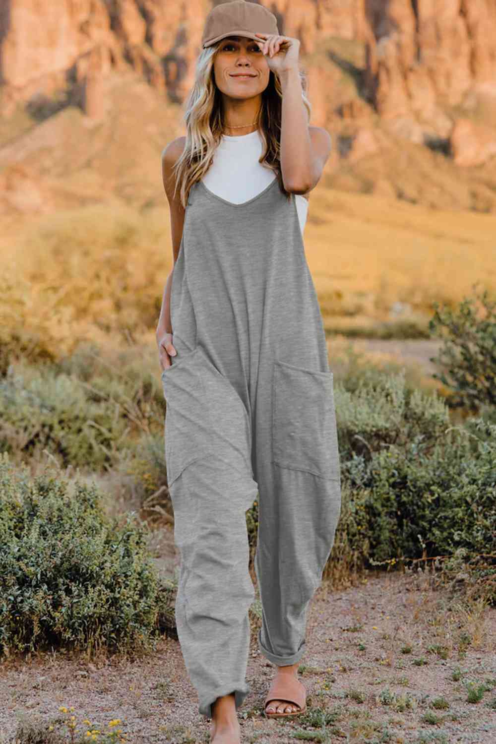 Double Take  V-Neck Sleeveless Jumpsuit with Pocket - House of Cardwell