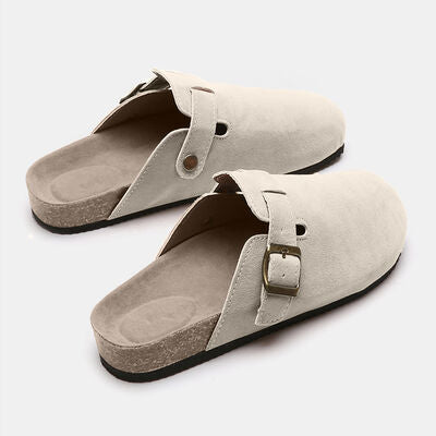 Suede Closed Toe Buckle Slide - House of Cardwell