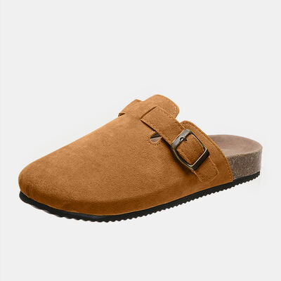 Suede Closed Toe Buckle Slide - House of Cardwell