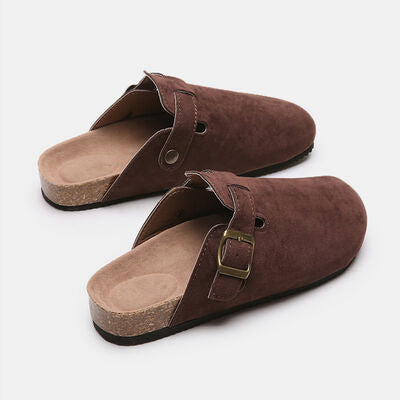 Suede Closed Toe Buckle Slide - House of Cardwell