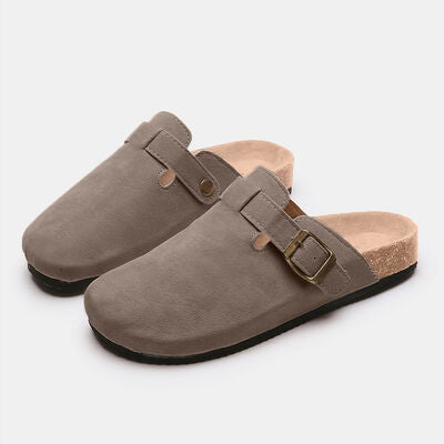 Suede Closed Toe Buckle Slide - House of Cardwell