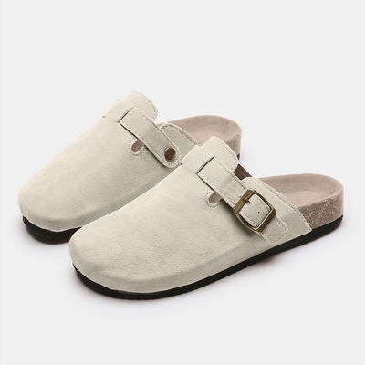 Suede Closed Toe Buckle Slide - House of Cardwell