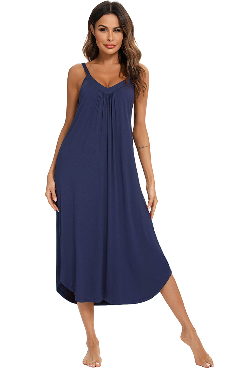 V-Neck Midi Lounge Dress - House of Cardwell