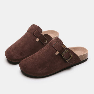 Suede Closed Toe Buckle Slide - House of Cardwell