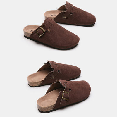 Suede Closed Toe Buckle Slide - House of Cardwell