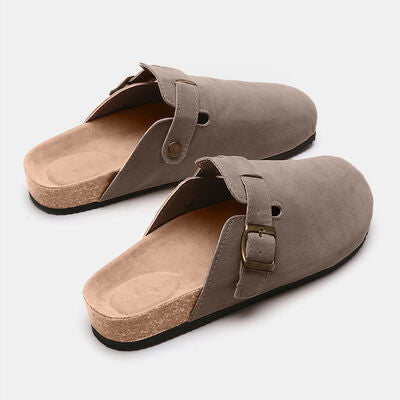 Suede Closed Toe Buckle Slide - House of Cardwell