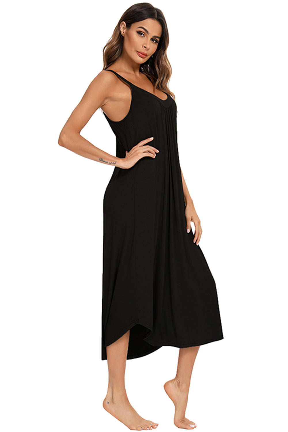 V-Neck Midi Lounge Dress - House of Cardwell