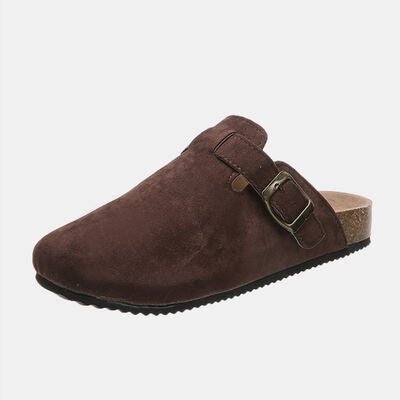 Suede Closed Toe Buckle Slide - House of Cardwell