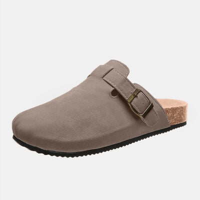 Suede Closed Toe Buckle Slide - House of Cardwell