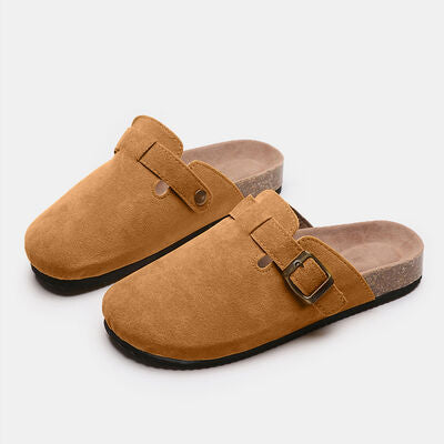 Suede Closed Toe Buckle Slide - House of Cardwell