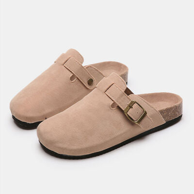 Suede Closed Toe Buckle Slide - House of Cardwell