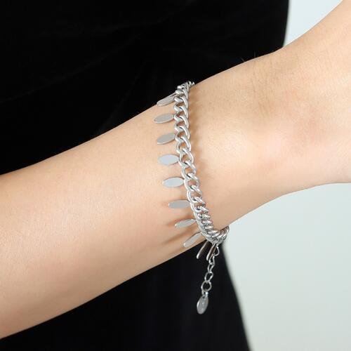 Titanium Steel Leaf Charm Bracelet - House of Cardwell