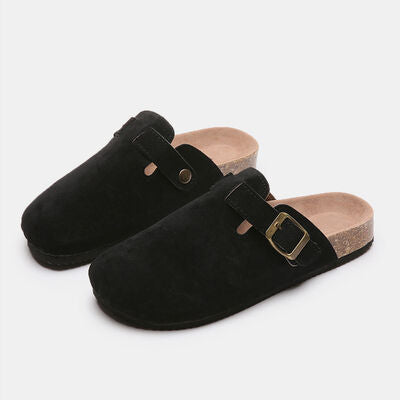 Suede Closed Toe Buckle Slide - House of Cardwell