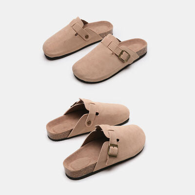 Suede Closed Toe Buckle Slide - House of Cardwell