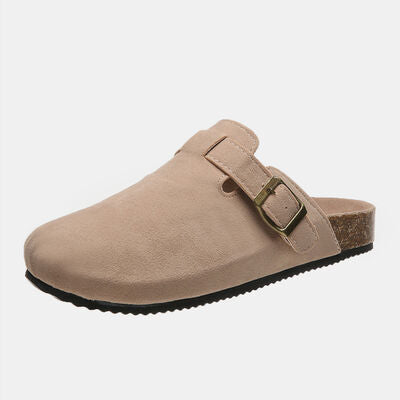 Suede Closed Toe Buckle Slide - House of Cardwell