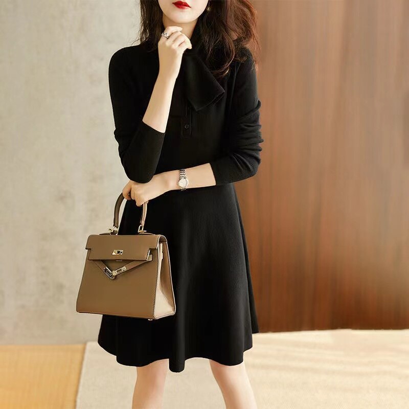 Brand Ladies Spring and Autumn Vintage Dress Pure Colour Skirt and Knitted Skirt Office Ladies Dress Ultra Soft and Elegant eprolo