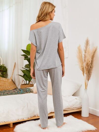 Round Neck Top and Pants Lounge Set - House of Cardwell