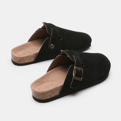 Suede Closed Toe Buckle Slide - House of Cardwell