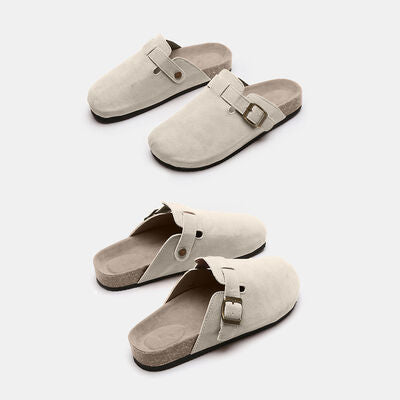 Suede Closed Toe Buckle Slide - House of Cardwell