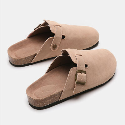 Suede Closed Toe Buckle Slide - House of Cardwell