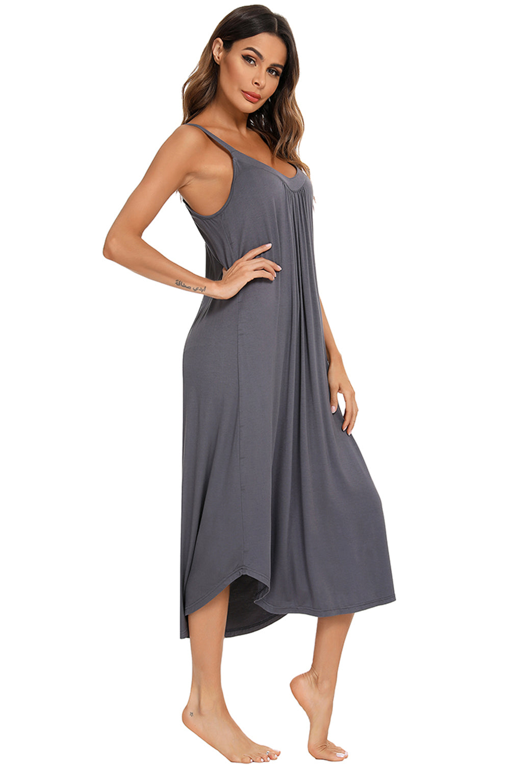 V-Neck Midi Lounge Dress - House of Cardwell