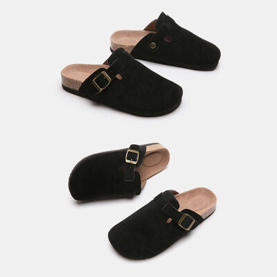 Suede Closed Toe Buckle Slide - House of Cardwell