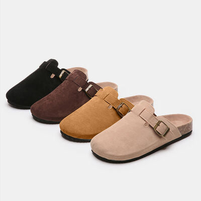 Suede Closed Toe Buckle Slide - House of Cardwell